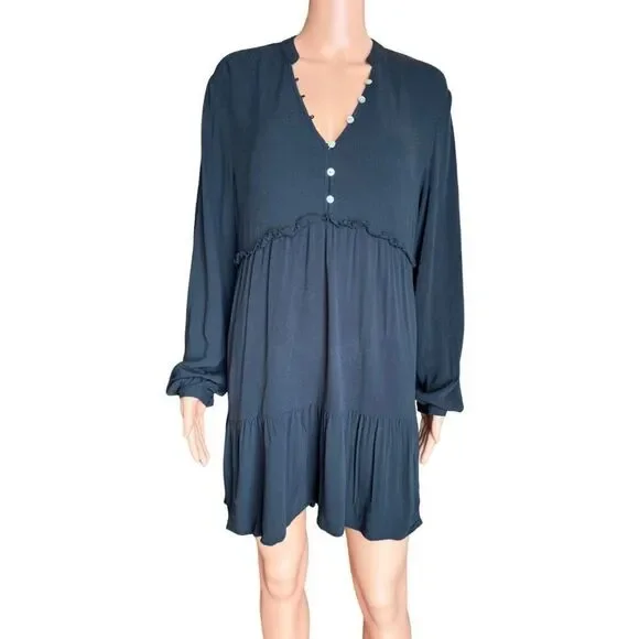 The Normal Brand Washed Black Mini Dress Small Minimalist LBD Quiet Luxury - Picture 2 of 7